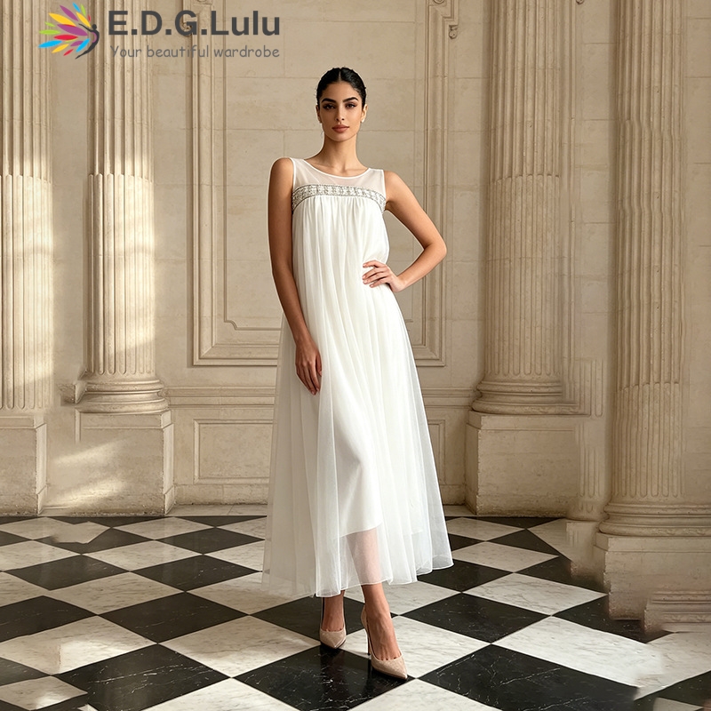 EDGLuLu Vestido Longo Sem Mang - Wedding Lulu avaliação e preço