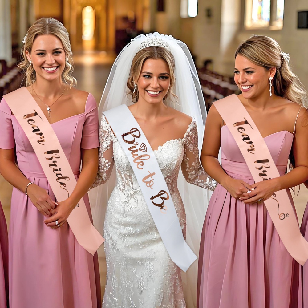 1 conjunto de ouro rosa equipe - Bride Tribe Sash avaliação e preço