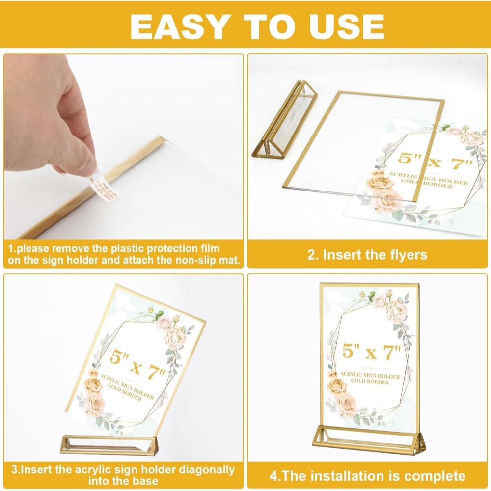 Pacote com 6 Suportes de Acríl - Table Number Gold avaliação e preço